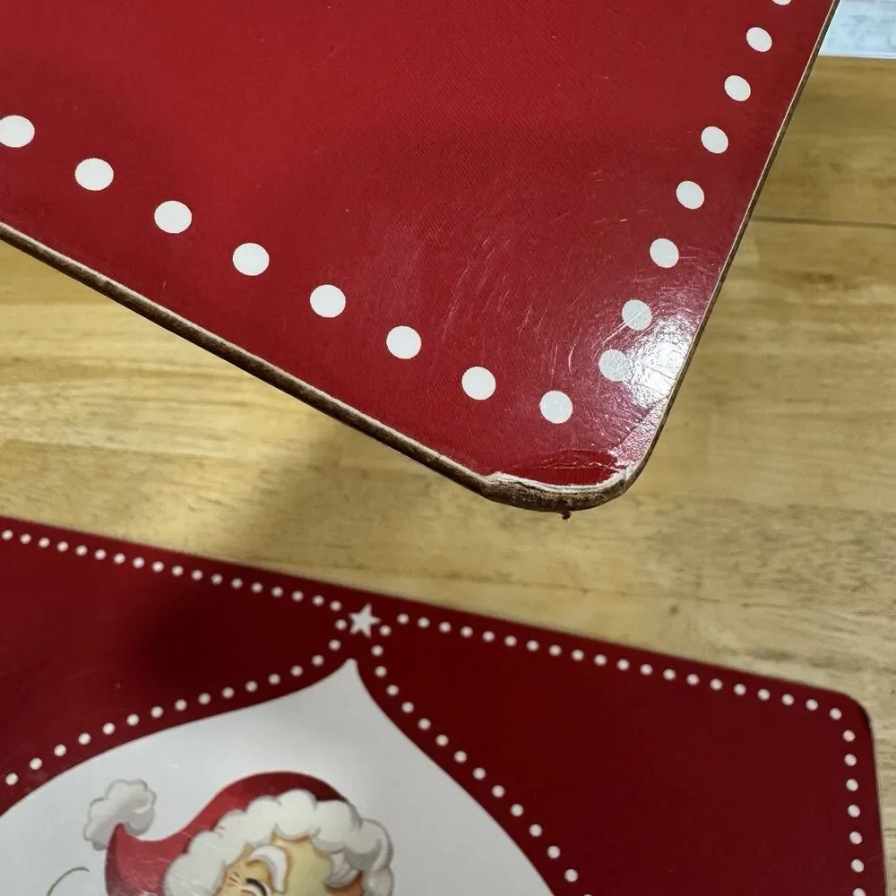 Pottery Barn Kids Santa Cork Placemats Red Christmas List Mouse Set X2 2015 GUC